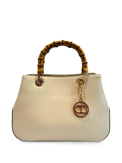 Twinset Bamboo-handle Grained Tote Bag In Neutral