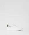 Twinset Baskets En Cuir Avec Détail Lamé In White