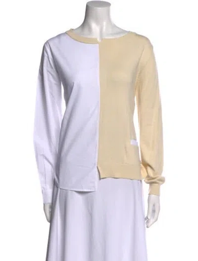 Pre-owned Twinset Bateau Neckline Long Sleeve Tunic In Neutral
