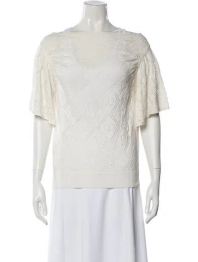 Pre-owned Twinset Bateau Neckline Sweater In White
