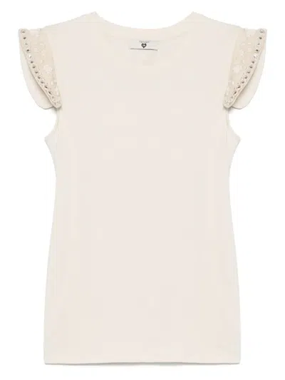 Twinset Bead-detailing T-shirt In Neutrals