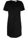 Twinset Bead-embellished Short-sleeve Minidress In Black