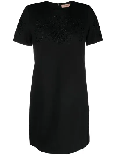 Twinset Bead-embellished Short-sleeve Minidress In Black