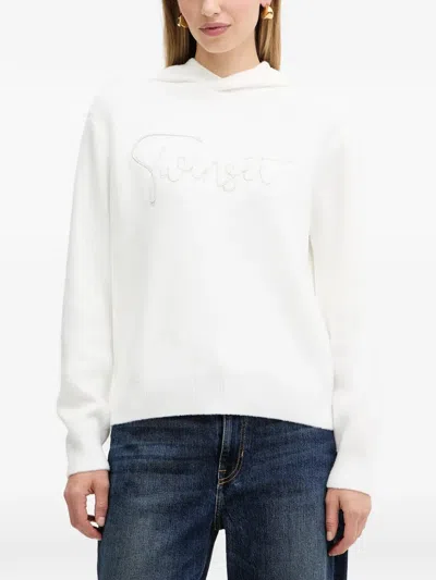 Twinset Beaded Hoodie In White