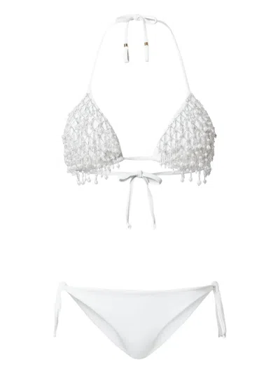 Twinset Beaded Triangle Bikini Set In White