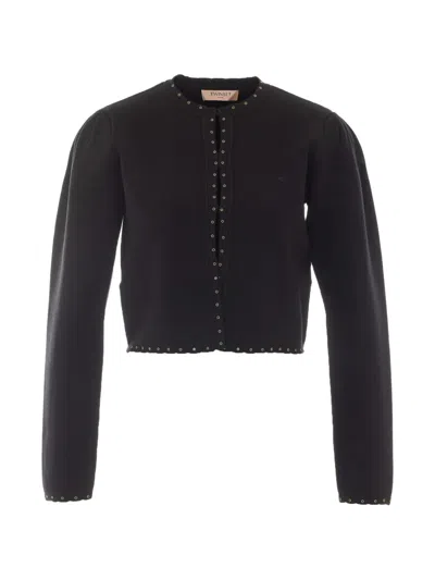 Twinset Bead-embellished Cropped Cardigan In Black