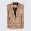 Twinset Checked Blazer With Front Pockets And Long Sleeves In Brown