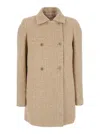 Twinset Beige Coat With Collar And Sequin Embellishments In Tech Fabric Woman In Neutral