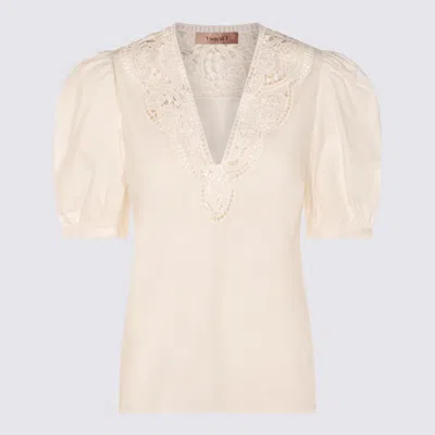 Twinset Beige Cotton Top In Neutral