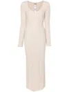 Twinset Treeblend Yarn Fitted Maxi Dress In Beige