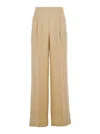 Twinset Beige Palazzo Pants With Elastic Waist And Logo Plaque On The Back In Beige