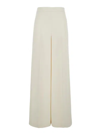 Twinset Beige Pants With Logo Pendant And Side Zip Closure In Tech Fabric Woman In White