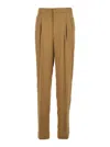 Twinset Beige Pants With Pences And Logo Plaque On The Rear In Viscose Blend Woman