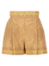 Twinset Twin Set Printed Poplin Shorts In Beige