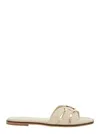 Twinset Beige Sandals With Logo Plaque On The Front And Square Toe In Leather Woman