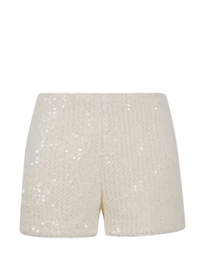Twinset Twin-set Beige Sequin Embellished Cotton Shorts In Neutral