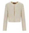 Twinset Beige Sequin Jacket With All-over Fau-pearl Embellishments In Neutral