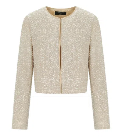TWINSET TWINSET BEIGE SEQUINS CROPPED JACKET