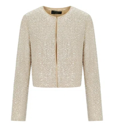 TWINSET BEIGE SEQUINS CROPPED JACKET