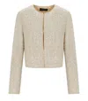 Twinset Twin-set Beige Sequins Cropped Jacket In Neutral