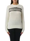 Twinset Beige Wool And Cashmere Blend Sweater In White