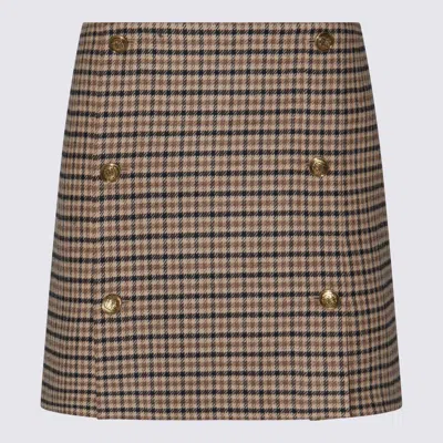 Twinset Beige Wool Skirt In Multi