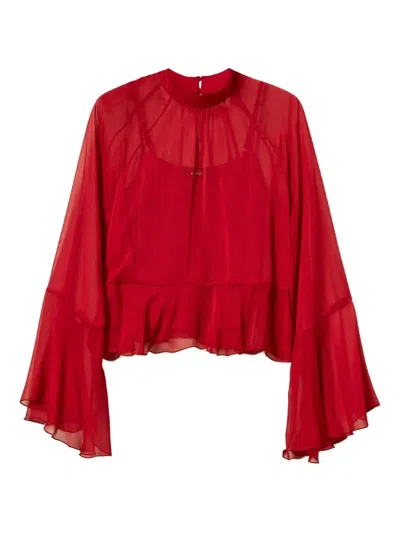 Twinset Bell-sleeve Blouse In Red