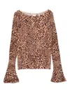 Twinset Bell-sleeve Leopard-print Top In Animal Print