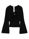 Twinset Bell-sleeve Twist-front Top In Black