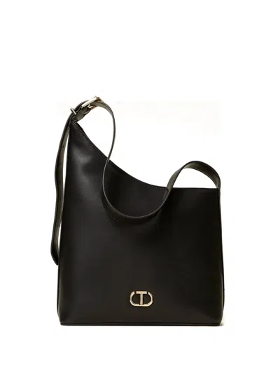 Twinset Belt-buckle Bucket Bag In Black