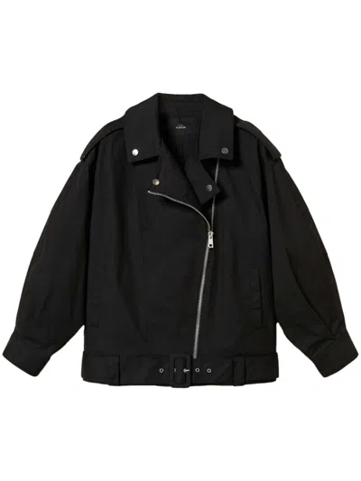 Twinset Belted Biker Jacket In Black