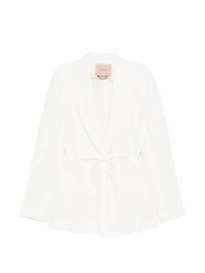 Twinset Belted Blazer In White