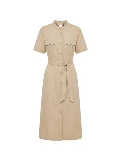 Twinset Belted Button-down Dress In Brown