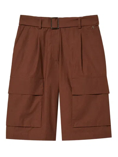 Twinset Belted Cargo Bermuda Shorts In Brown