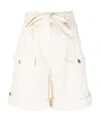 Twinset Belted Cotton Cargo Shorts In White