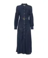 Twinset Denim Midi Dress In Blue With Belted Waist
