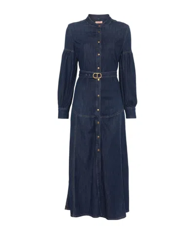 TWINSET TWINSET BELTED LONG DENIM DRESS