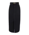 Twinset Belted Denim Midi Skirt In Black