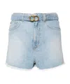 Twinset Belted Denim Shorts In Blue