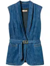 TWINSET BELTED DENIM WAISTCOAT