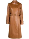 Twinset Belted Double-breasted Coat In Braun