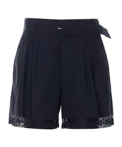 Twinset Adjustable Waistband Shorts In Blue