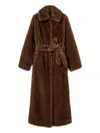 Twinset Belted Faux-fur Coat In Brown