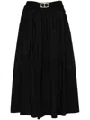 Twinset Belted Flared Midi Skirt In Black
