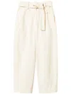 Twinset Belted Gabardine Trousers In White