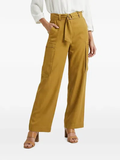 Twinset Belted High-waisted Trousers In Brown