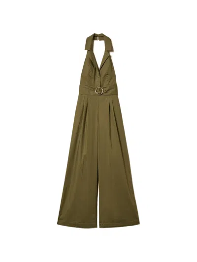 Twinset Belted Jumpsuit In Green