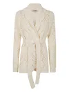 Twinset Twin-set Belted Knitted Cardigan In Neutrals