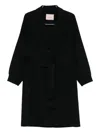 Twinset Belted Lapel Coat In Black