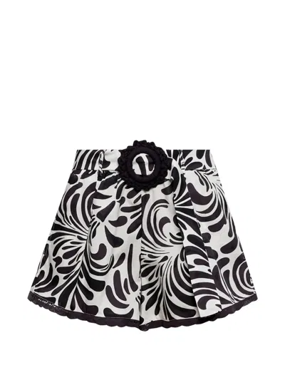 Twinset Belted Leaf-print Shorts In Multi